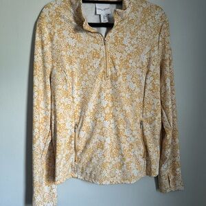 Women’s Floral Yellow half zip Top